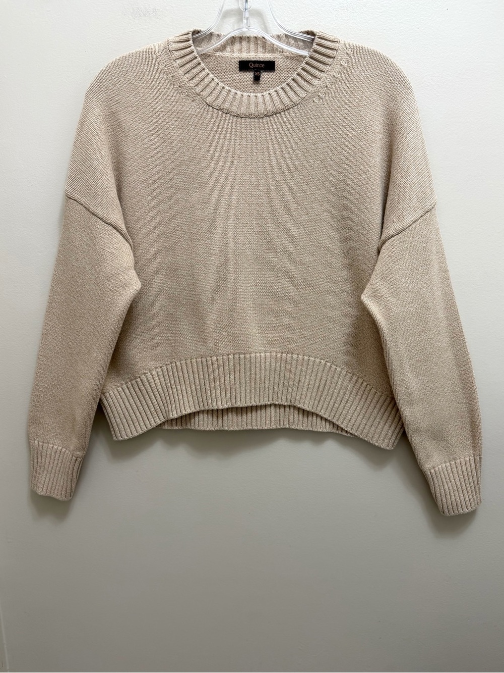 Quince Boyfriend Crew Sweater Organic Cotton in Cement Marl Size XS - Picture 2 of 8